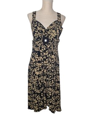 En Focus Studio Black Tan Patterned Sleeveless Dress